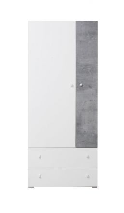 Jugendzimmer - Drehtürenschrank / Kleiderschrank Lede 03, Farbe: Grau / Weiß - Abmessungen: 190 x 80 x 50 cm (H x B x T)