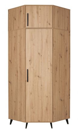 Eckkleiderschrank & Schrankaufsatz mit viel Stauraum Gondomar 06, Farbe: Eiche Artisan - Abmessungen: 240 x 92 x 92 cm (H x B x T), mit 2 Kleiderstangen und 11 Fächern