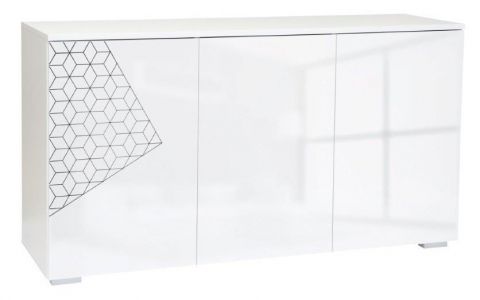 Kommode Tandil 29, Farbe: Weiß / Weiß Glanz - 75 x 138 x 42 cm (H x B x T)