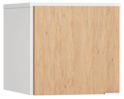 Aufsatz für eintürigen Kleiderschrank Arbolita 38, Farbe: Weiß / Eiche - Abmessungen: 45 x 47 x 57 cm (H x B x T)