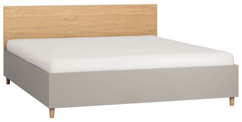 Doppelbett Nanez 40 inkl. Lattenrost, Farbe: Grau / Eiche - Liegefläche: 180 x 200 cm (B x L)