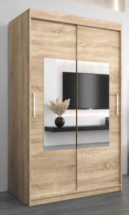 Schiebetürenschrank / Kleiderschrank Claveles 02 mit Spiegel, Farbe: Eiche Sonoma - Abmessungen: 200 x 120 x 62 cm ( H x B x T)