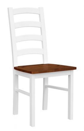 Stuhl für Küche und Wohnzimmer Gyronde 01, Buche Massivholz, Weiß/Walnuss - 94 x 43 x 44 cm, sehr hohe Stabilität, Landhausstil