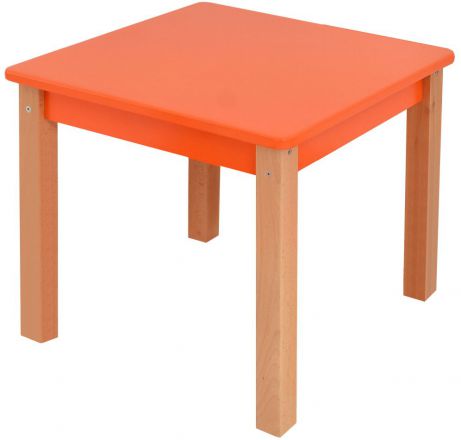 Kindertisch Laurenz Buche Vollholz massiv natur / orange - Abmessungen: 47 x 50 x 50 cm (H x B x T)
