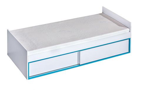 Kinderbett / Jugendbett Frank 13 inkl. Lattenrost, Farbe: Weiß / Blau - 90 x 200 cm (L x B)