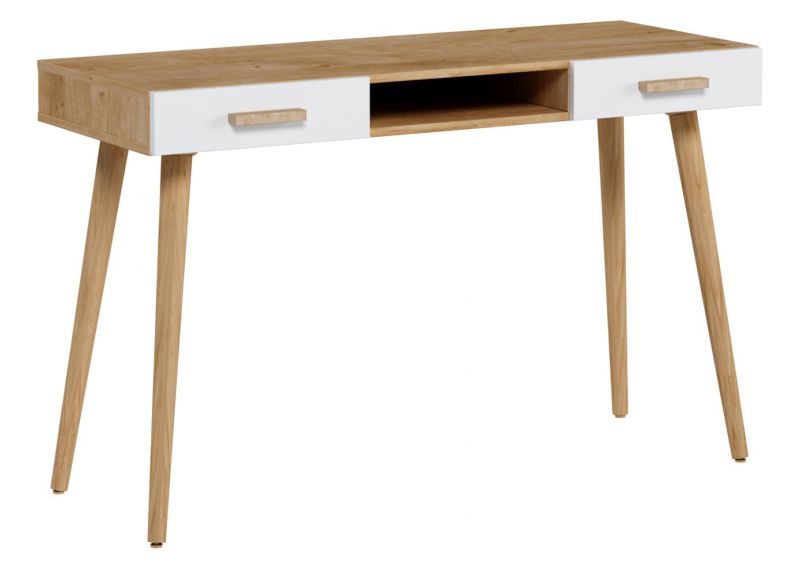 Schreibtisch Hohgant 12, Farbe: Eiche / Weiß - 76 x 120 x 52 cm (H x B x T)