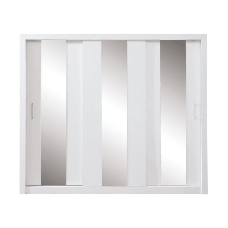 Kleiderschrank mit Spiegel, Farbe: Weiß - Abmessungen: 215 x 250 x 60 cm (H x B x T) Abbildung