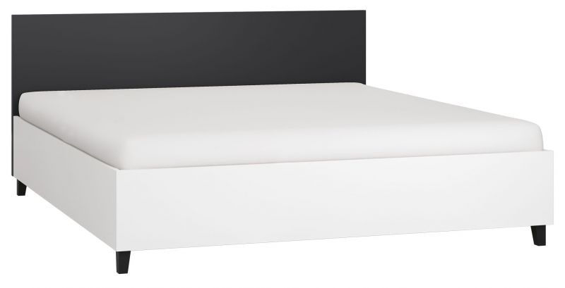 Doppelbett Vacas 18 inkl. Lattenrost, Farbe: Weiß / Schwarz - Liegefläche: 180 x 200 cm (B x L)
