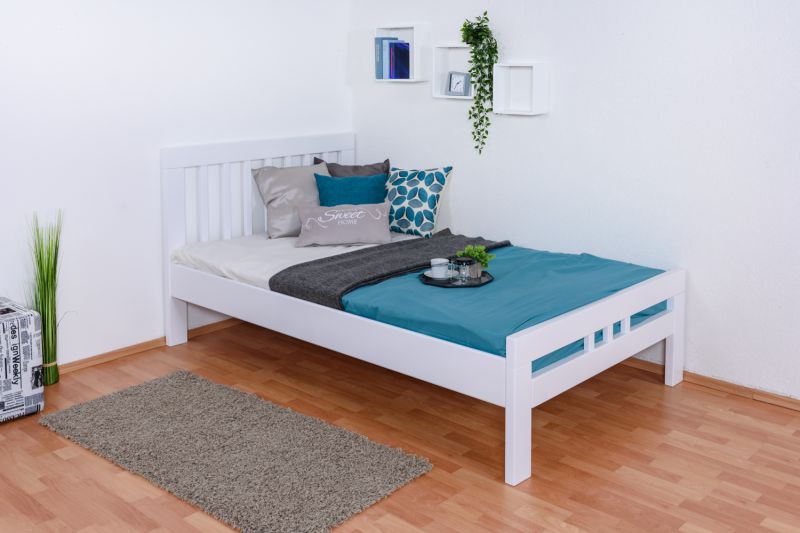 Einzelbett / Gästebett "Easy Premium Line" K8, 120 x 200 cm Buche Vollholz massiv weiß lackiert