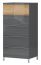 Kommode Vaitele 15, Farbe: Anthrazit Hochglanz / Walnuss - 123 x 60 x 45 cm (H x B x T)