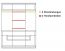 Drehtürenschrank / Kleiderschrank "Postira" 37, Farbe: Walnuss / Weiß, teilmassiv - Abmessungen: 210 x 163 x 62 cm (H x B x T)