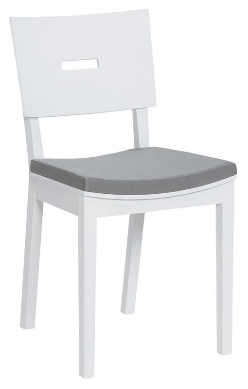 Stuhl gepolstert, Eiche massiv, Farbe: Weiß - Abmessungen: 86 x 43 x 50 cm (H x B x T)