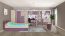 Kinderzimmer - Schrank Koa 05, Farbe: Eiche / Violett - Abmessungen: 203 x 96 x 52 cm (H x B x T)