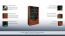 Bücherschrank, Vitrine - teilmassiv, Farbe: Nuss, 121 cm breit
