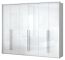 Drehtürenschrank / Kleiderschrank mit LED-Rahmen Siumu 25, Farbe: Weiß / Weiß Hochglanz - 226 x 277 x 60 cm (H x B x T)