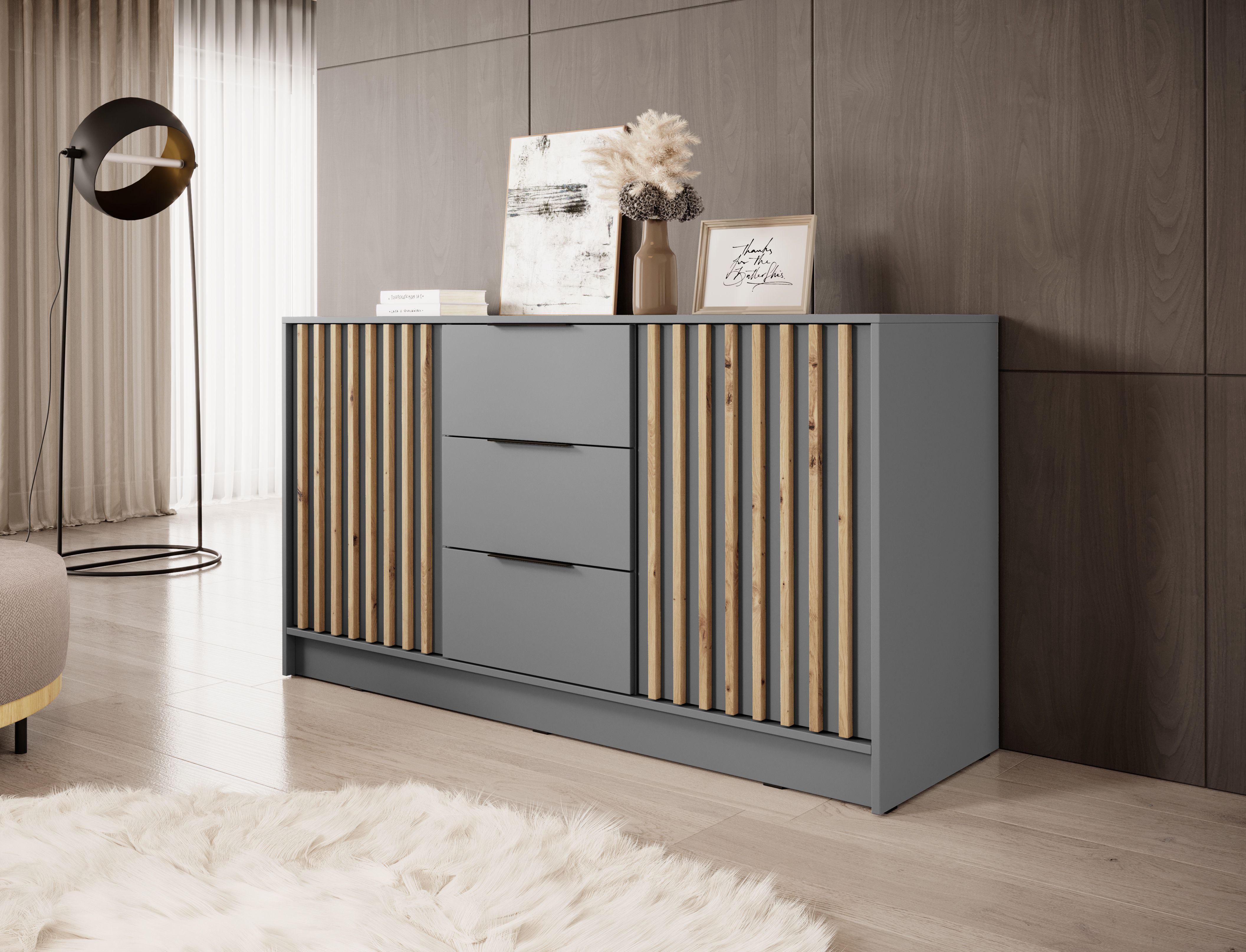 Kommode mit eleganten Design Leeds 25, Farbe: Grau