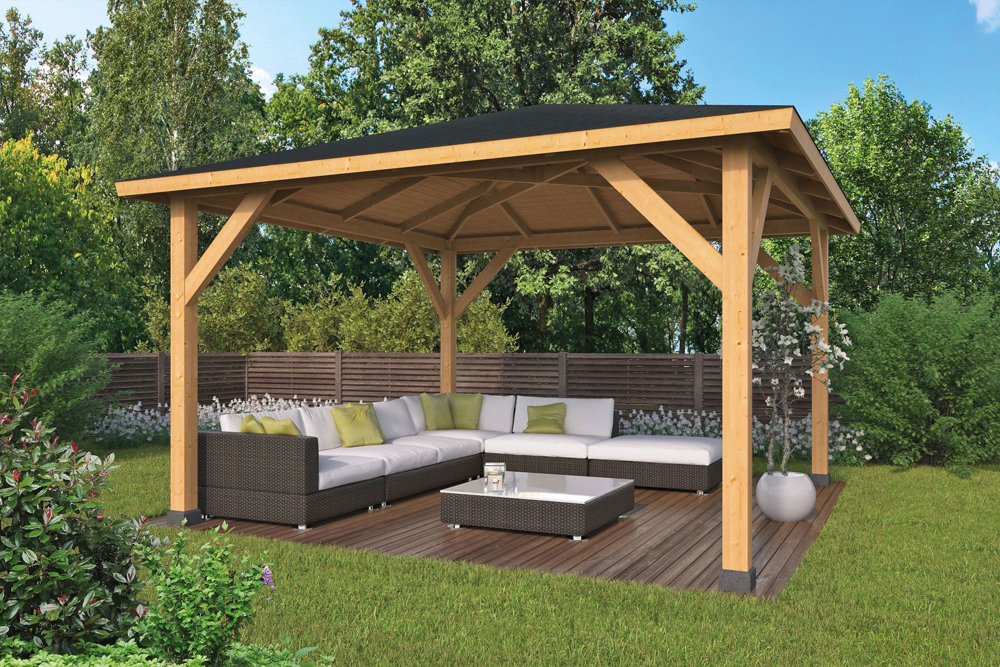 Pavillon Curitiba aus unbehandeltem Douglasienholz