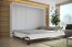 Schrankbett Namsan 04 horizontal, Farbe: Weiß matt / Schwarz glänzend - Liegefläche: 160 x 200 cm (B x L)