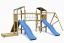 Kinderspielturm / Spielanlage Gustav inkl. 2 Türme, Doppelschaukel, Sandkasten, Seilbrücke, Rampe mit Kletterseil und 2 Wellenrutschen FSC®