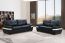 Echtleder Premium Couch Napoli, 3-Sitz Sofa, Farbe: Onyx-Schwarz