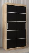 Schiebetürenschrank / Kleiderschrank Jan 01A, Farbe: Eiche Sonoma / Schwarz - Abmessungen: 200 x 100 x 62 cm ( H x B x T)