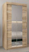 Schiebetürenschrank / Kleiderschrank Jan 01D mit Spiegel, Farbe: Eiche Sonoma - Abmessungen: 200 x 100 x 62 cm ( H x B x T)