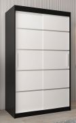 Schiebetürenschrank / Kleiderschrank Jan 02A, Farbe: Schwarz / Weiß matt - Abmessungen: 200 x 120 x 62 cm ( H x B x T)
