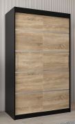 Schiebetürenschrank / Kleiderschrank Jan 02A, Farbe: Schwarz / Eiche Sonoma - Abmessungen: 200 x 120 x 62 cm ( H x B x T)