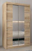 Schiebetürenschrank / Kleiderschrank Jan 02D mit Spiegel, Farbe: Eiche Sonoma - Abmessungen: 200 x 120 x 62 cm (H x B x T)