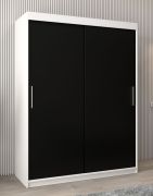 Schiebetürenschrank / Kleiderschrank Bisaurin 3A, Farbe: Weiß matt / Schwarz - Abmessungen: 200 x 150 x 62 cm ( H x B x T)