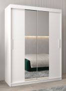 Schiebetürenschrank / Kleiderschrank Bisaurin 3B mit Spiegel, Farbe: Weiß matt - Abmessungen: 200 x 150 x 62 cm ( H x B x T)