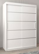 Schiebetürenschrank / Kleiderschrank Jan 03A, Farbe: Weiß matt - Abmessungen: 200 x 150 x 62 cm ( H x B x T)