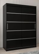 Schiebetürenschrank / Kleiderschrank Jan 03A, Farbe: Schwarz - Abmessungen: 200 x 150 x 62 cm ( H x B x T)