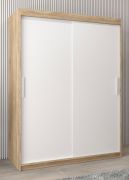 Schiebetürenschrank / Kleiderschrank Bisaurin 3A, Farbe: Eiche Sonoma / Weiß matt - Abmessungen: 200 x 150 x 62 cm ( H x B x T)
