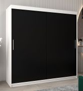 Schiebetürenschrank / Kleiderschrank Bisaurin 5A, Farbe: Weiß matt / Schwarz - Abmessungen: 200 x 200 x 62 cm ( H x B x T)