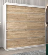 Schiebetürenschrank / Kleiderschrank Jan 05A, Farbe: Weiß matt / Eiche Sonoma - Abmessungen: 200 x 200 x 62 cm ( H x B x T)
