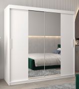 Schiebetürenschrank / Kleiderschrank Bisaurin 5B mit Spiegel, Farbe: Weiß matt - Abmessungen: 200 x 200 x 62 cm ( H x B x T)