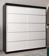 Schiebetürenschrank / Kleiderschrank Jan 05A, Farbe: Schwarz / Weiß matt - Abmessungen: 200 x 200 x 62 cm ( H x B x T)