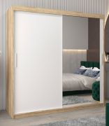 Schiebetürenschrank / Kleiderschrank Bisaurin 5C mit Spiegel, Farbe: Eiche Sonoma / Weiß matt - Abmessungen: 200 x 200 x 62 cm ( H x B x T)