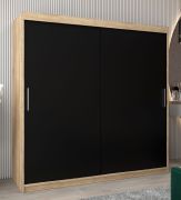Schiebetürenschrank / Kleiderschrank Bisaurin 5A, Farbe: Eiche Sonoma / Schwarz - Abmessungen: 200 x 200 x 62 cm ( H x B x T)