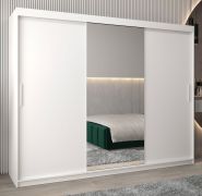 Schiebetürenschrank / Kleiderschrank Bisaurin 6B mit Spiegel, Farbe: Weiß matt - Abmessungen: 200 x 250 x 62 cm ( H x B x T)