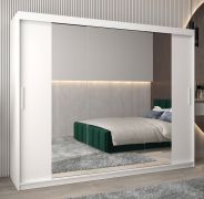 Schiebetürenschrank / Kleiderschrank Bisaurin 6C mit Spiegel, Farbe: Weiß matt - Abmessungen: 200 x 250 x 62 cm ( H x B x T)