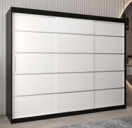 Schiebetürenschrank / Kleiderschrank Jan 06A, Farbe: Schwarz / Eiche Sonoma - Abmessungen: 200 x 250 x 62 cm ( H x B x T)