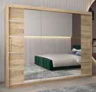 Schiebetürenschrank / Kleiderschrank Jan 06D mit Spiegel, Farbe: Eiche Sonoma - Abmessungen: 200 x 250 x 62 cm (H x B x T)
