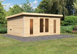 Saunahaus "Anni 4" SET A Farbe: Natur - 490 x 369 cm (B x T), Grundfläche: 18 m²