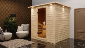 Sauna "Jonna" mit bronzierter Tür und Kranz - Farbe: Natur - 224 x 210 x 206 cm (B x T x H)