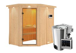 Sauna "Ole" SET mit bronzierter Tür und Kranz mit-Ofen BIO 3,6 kW - 165 x 210 x 202 cm (B x T x H)