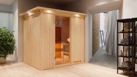 Sauna "Eemil" SET mit Kranz und Ofen BIO 9 kW - 210 x 184 x 202 cm (B x T x H)