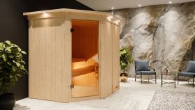 Sauna "Hanko" SET mit Kranz und Ofen BIO 9 kW - 210 x 184 x 202 cm (B x T x H)