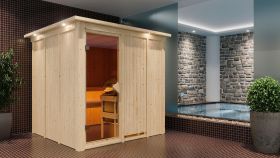 Sauna "Aleksi" SET mit Kranz und Ofen BIO 9 kW - 210 x 210 x 202 cm (B x T x H)
